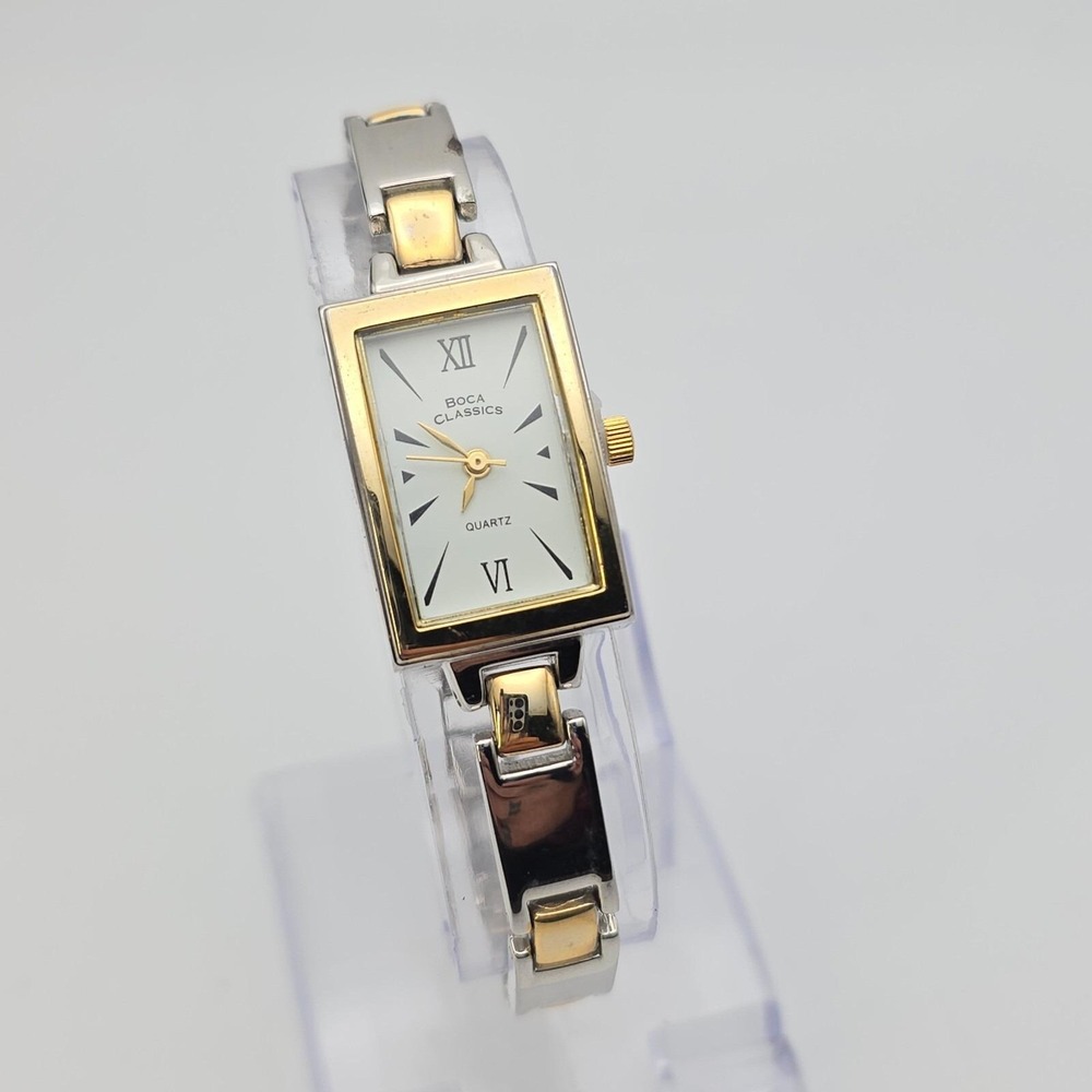 Vtg BOCA CLASSICS Watch Two-Tone Metal Band New Battery 7.25" FREE‎ $HIPPING!!